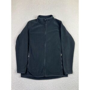 Lands End Jacket Youth Large Black Fleece Full Zip Zip Pockets 12-16 Years